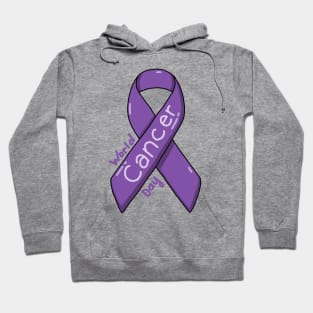 Cute Purple Ribbon For World Cancer Day Hoodie